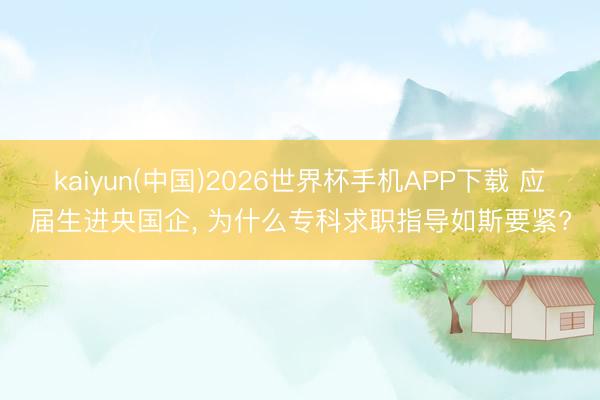 kaiyun(中国)2026世界杯手机APP下载 应届生进央国企， 为什么专科求职指导如斯要紧?