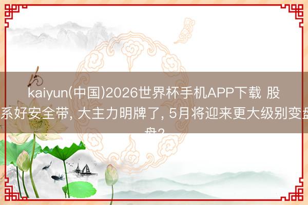 kaiyun(中国)2026世界杯手机APP下载 股民系好安全带， 大主力明牌了， 5月将迎来更大级别变盘?