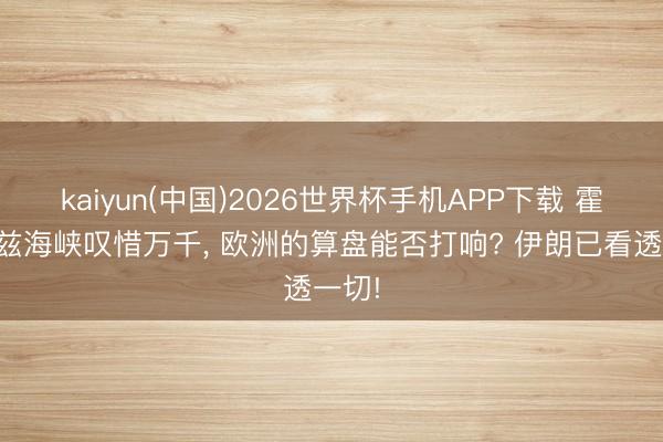 kaiyun(中国)2026世界杯手机APP下载 霍尔木兹海峡叹惜万千， 欧洲的算盘能否打响? 伊朗已看透一切!
