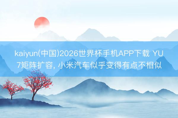 kaiyun(中国)2026世界杯手机APP下载 YU7矩阵扩容， 小米汽车似乎变得有点不相似