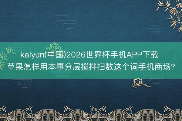 kaiyun(中国)2026世界杯手机APP下载 苹果怎样用本事分层搅拌扫数这个词手机商场?