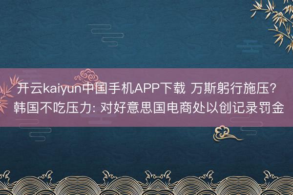 开云kaiyun中国手机APP下载 万斯躬行施压? 韩国不吃压力: 对好意思国电商处以创记录罚金