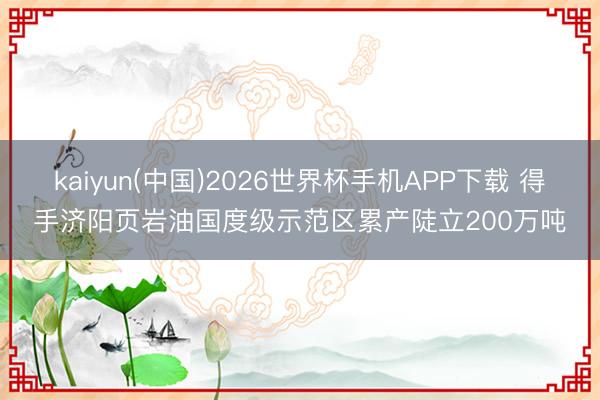 kaiyun(中国)2026世界杯手机APP下载 得手济阳页岩油国度级示范区累产陡立200万吨