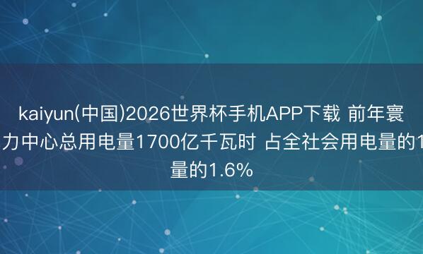 kaiyun(中国)2026世界杯手机APP下载 前年寰宇算力中心总用电量1700亿千瓦时 占全社会用电量的1.6%