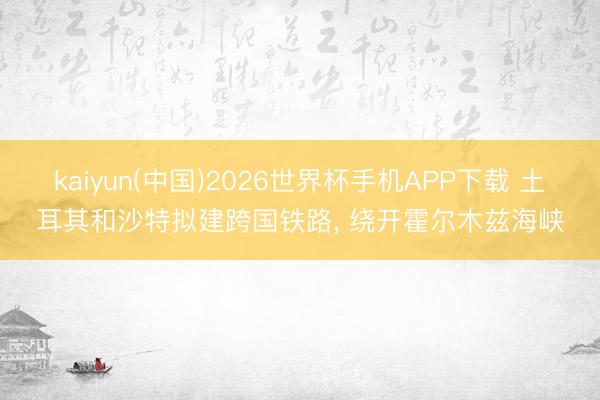 kaiyun(中国)2026世界杯手机APP下载 土耳其和沙特拟建跨国铁路， 绕开霍尔木兹海峡