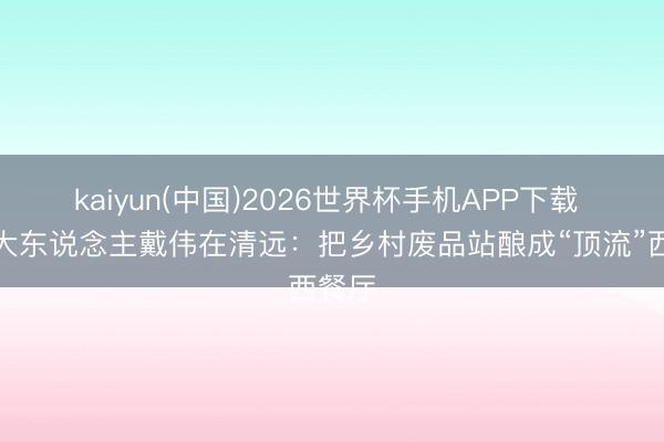 kaiyun(中国)2026世界杯手机APP下载 加拿大东说念主戴伟在清远:把乡村废品站酿成“顶流”西餐厅