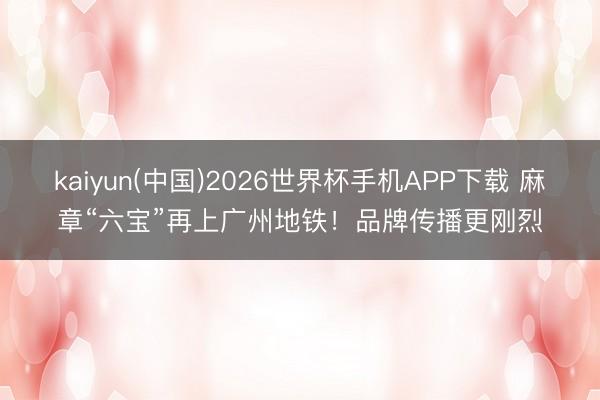 kaiyun(中国)2026世界杯手机APP下载 麻章“六宝”再上广州地铁!品牌传播更刚烈