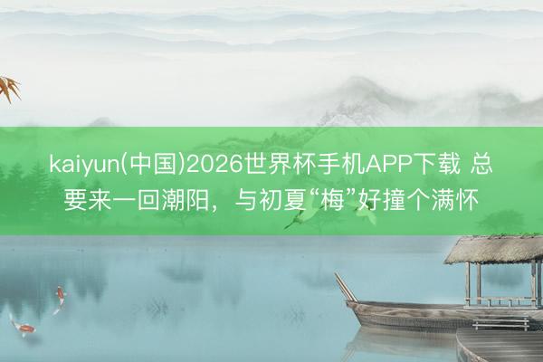kaiyun(中国)2026世界杯手机APP下载 总要来一回潮阳，与初夏“梅”好撞个满怀