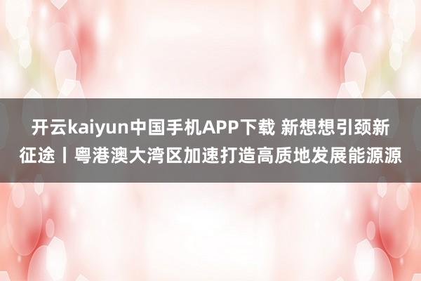 开云kaiyun中国手机APP下载 新想想引颈新征途丨粤港澳大湾区加速打造高质地发展能源源